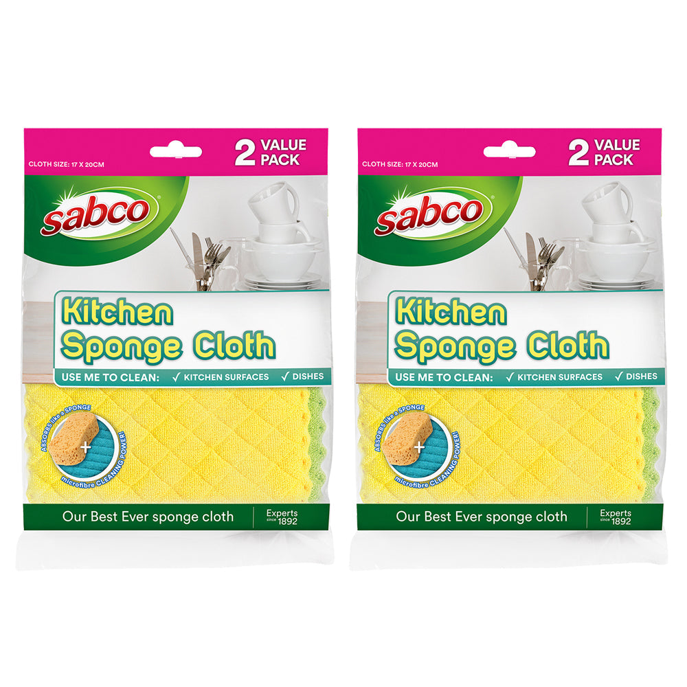 Sabco Kitchen/Bathroom Sink Dish Table Sponge Appliance Cleaning Wipe Cloth (4 Pack)