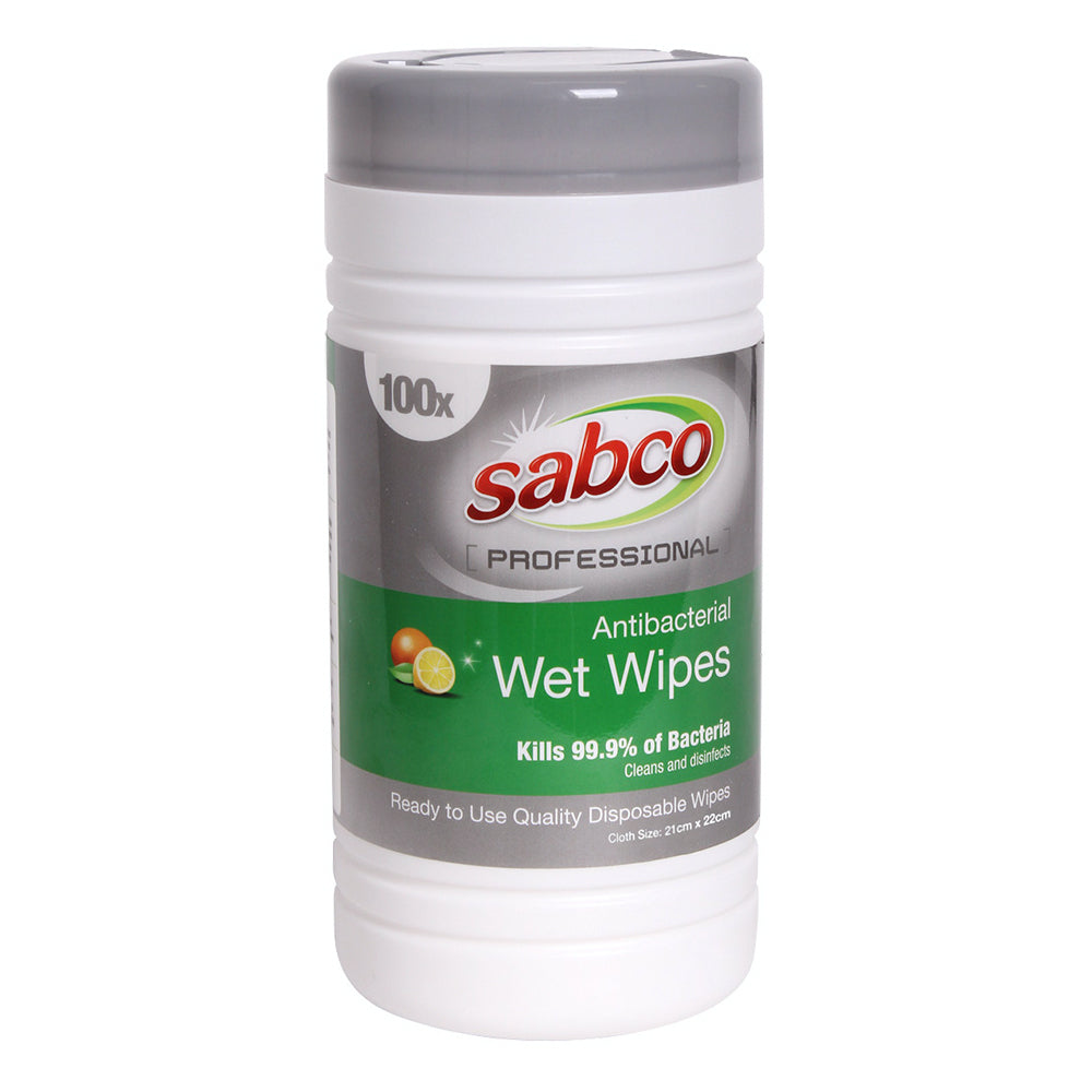Sabco Professional 21x22cm Antibacterial Wet Wipes Disposable Disinfectant (100 Pieces)