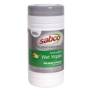 Sabco Professional 21x22cm Antibacterial Wet Wipes Disposable Disinfectant (100 Pieces)
