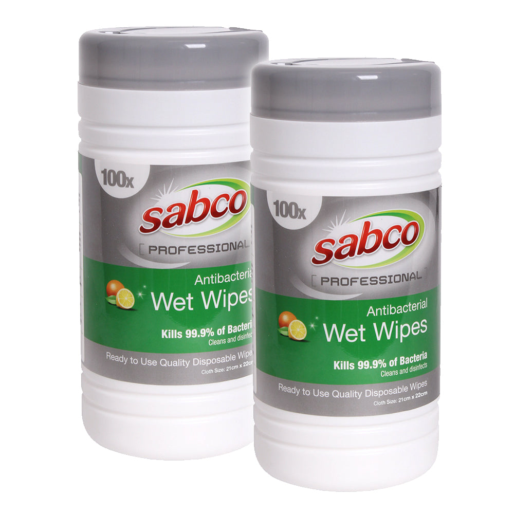Sabco Professional 21x22cm Antibacterial Wet Wipes Disposable Disinfectant (200 Pieces)