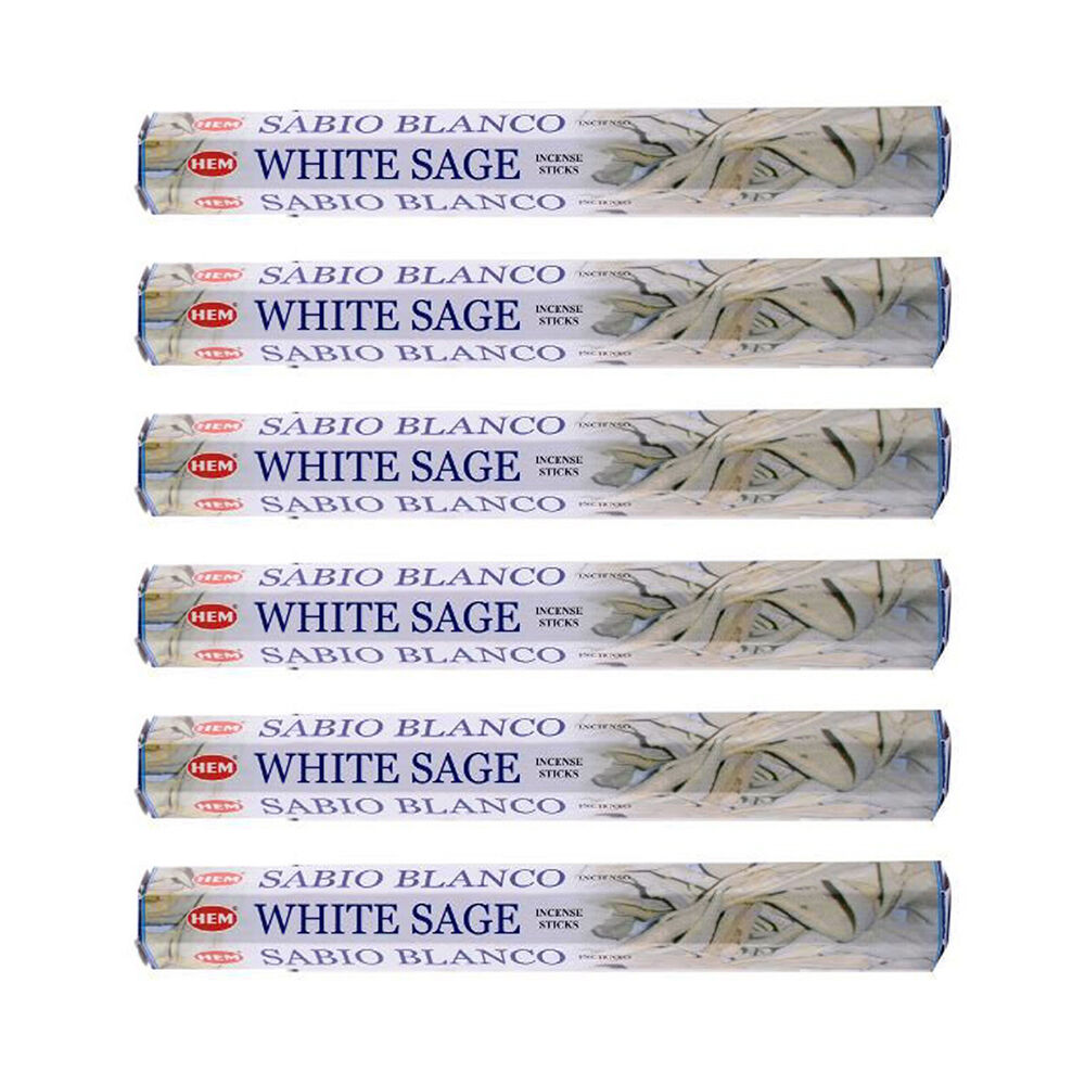 Hem 20pc HEM Hexa White Sage Scent Incense Sticks Meditation Fragrance (6 Pack)