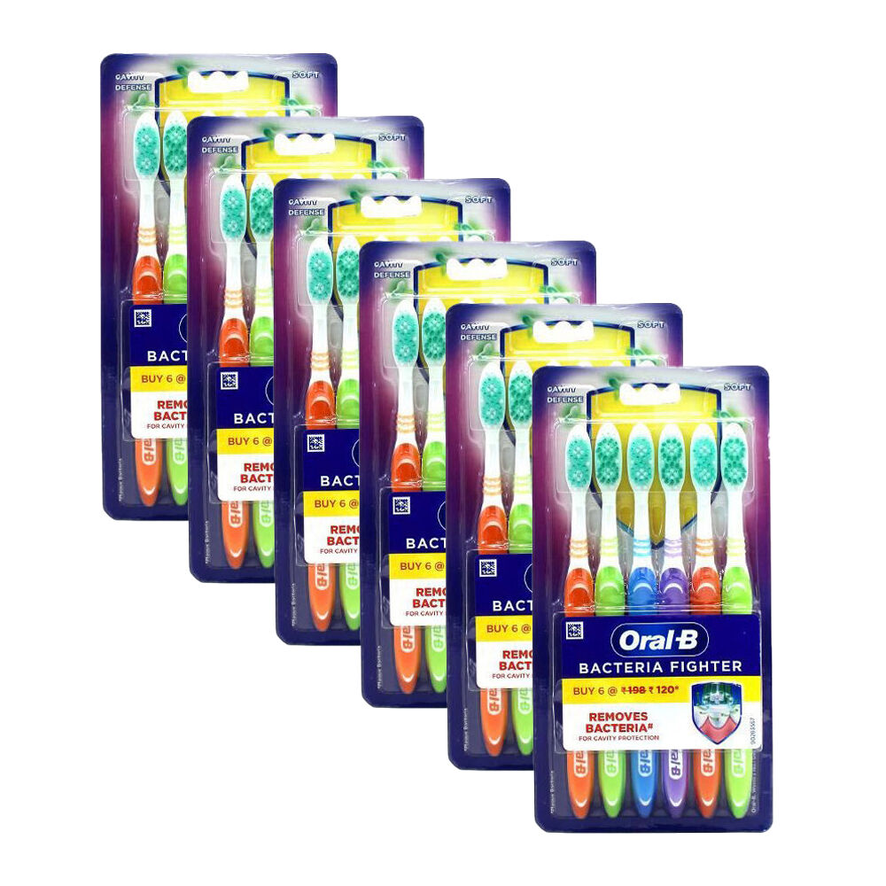 Oral B 6pc Oral B Bacteria Soft Standard Toothbrush Teeth Cleaning Dental Care (6 Pack)