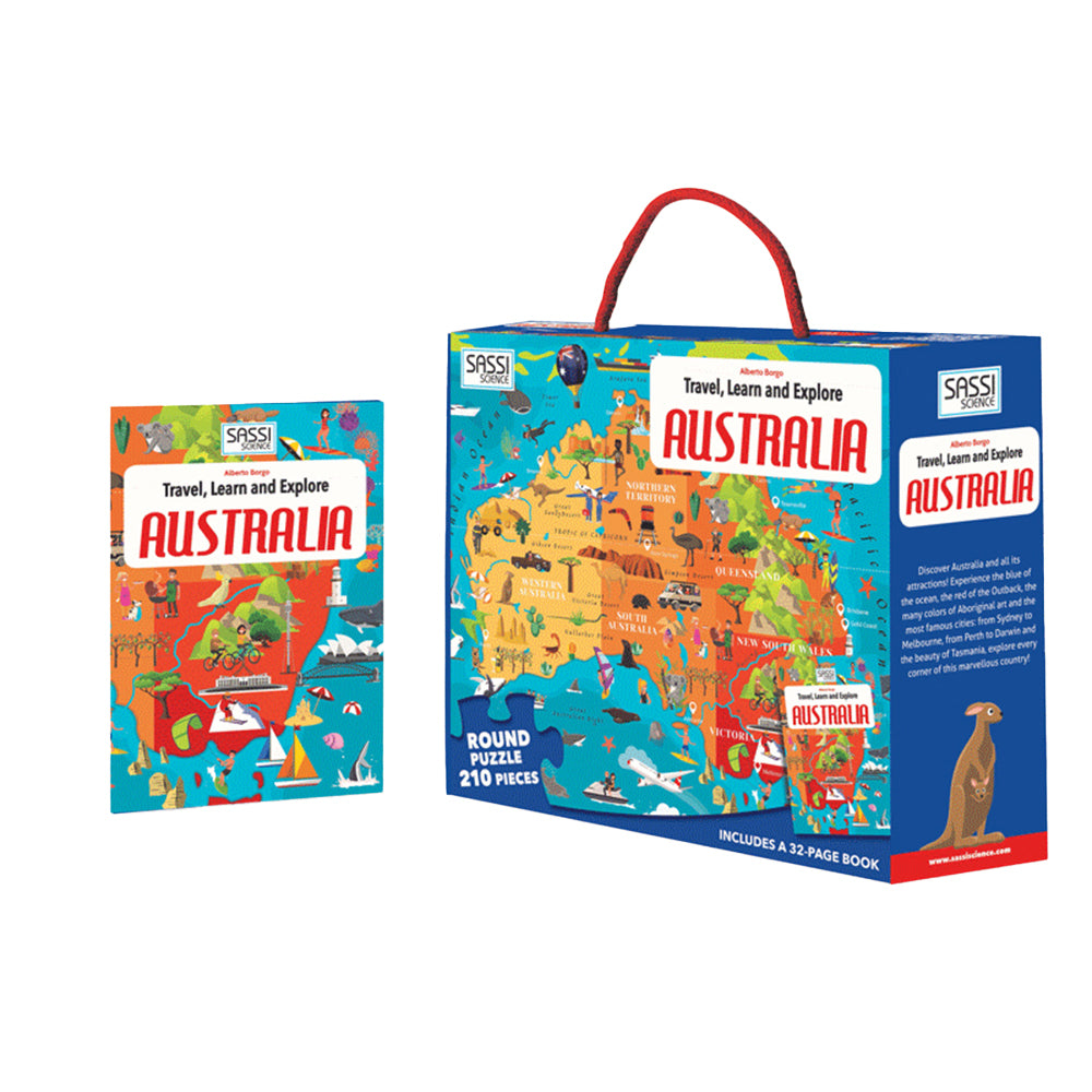 Sassi Junior Australia Educational Fun Puzzle & Book Game Set Kids 6y+ (210 Pieces)