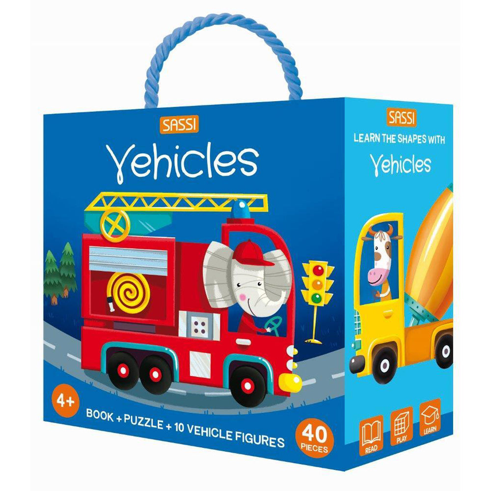 Sassi Junior Fun Learn Shapes Vehicles 3D Puzzle & Book Game Set Kids 4y+ (40 Pieces)