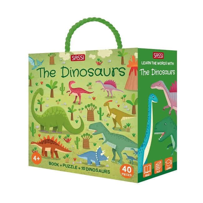 Sassi Junior Learn Words Dinosaurs 3D Puzzle & Book Jigsaw Game Set Kids 4+ (40 Pieces)