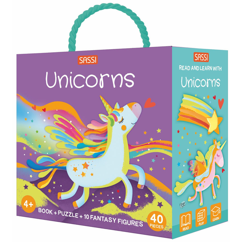 Sassi Read & Learn w/ Unicorns Kids/Children Fun 3D Puzzle & Book Set 4+ (40 Pieces)