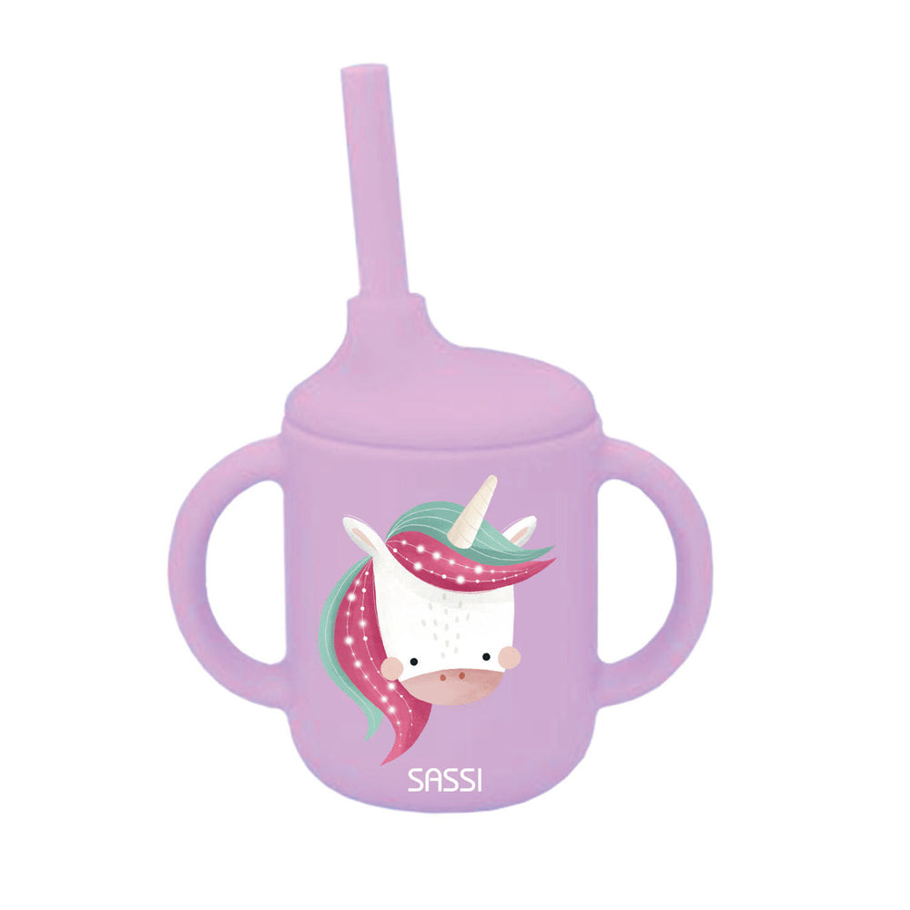 Sassi Sippy Cup Set Sparkly The Unicorn Baby/Childrens Cutlery 6m+ Silicone
