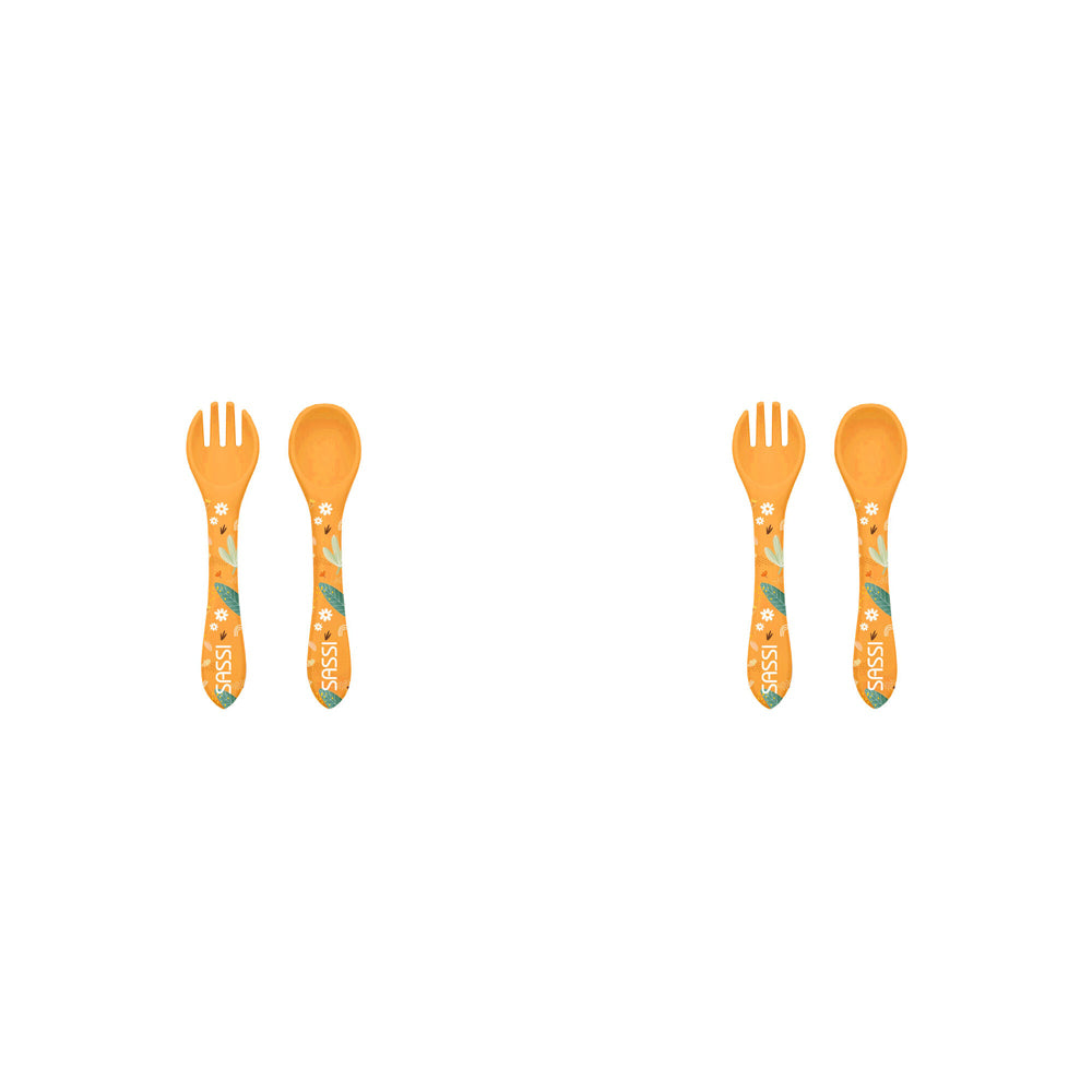 Sassi Silicone Cutlery Set Chompy The Lion Baby/Childrens Tableware 6m+ (2 Pack)