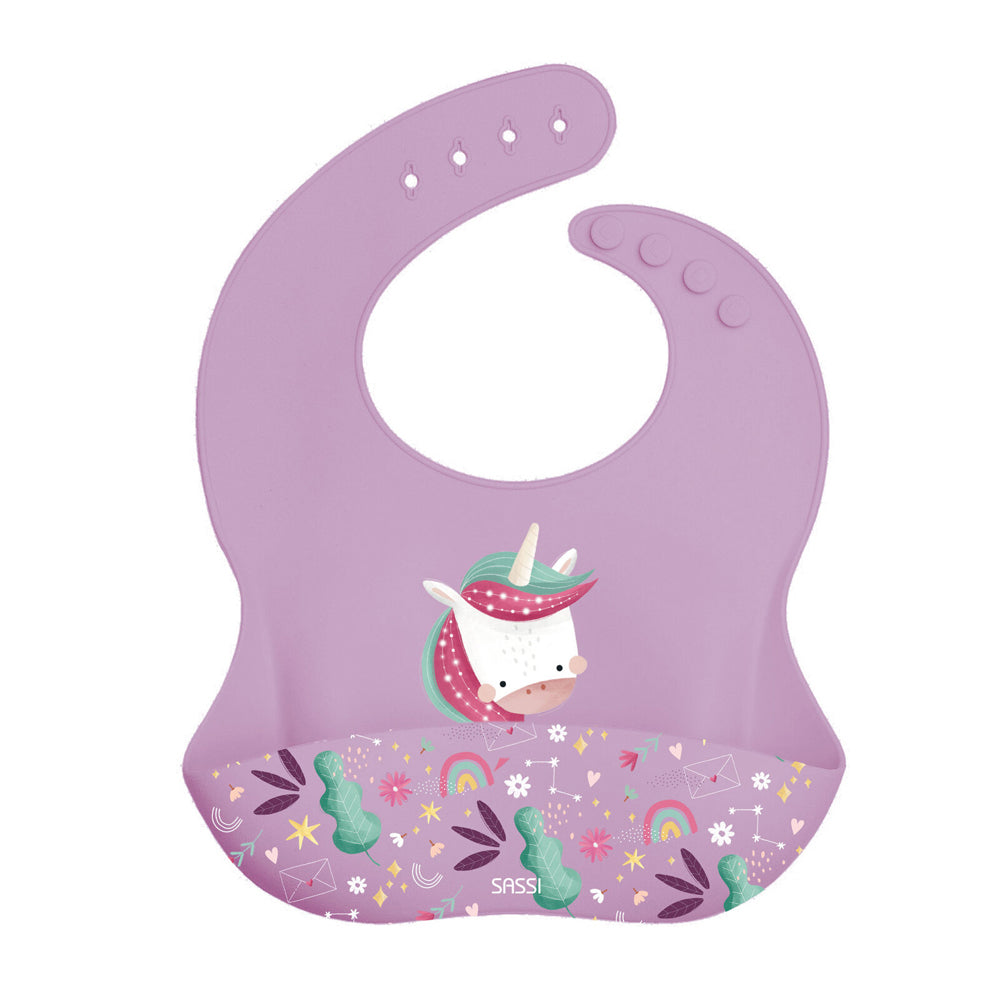 Sassi Silicone Bib Sparkly The Unicorn Baby/Childrens Tableware Cutlery 6m+