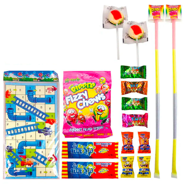 Monster Munchies Showbag w/ Snakes & Ladders Game/Fizzy Chews/Small Lollipop