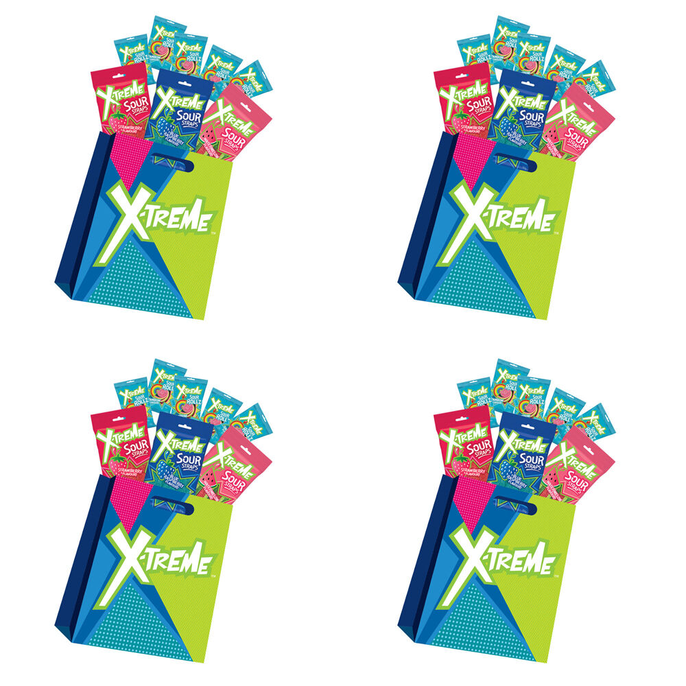 Xtreme Sours Showbag Kids/Child Sour Candy Fun Size Lollies (4 Pack)