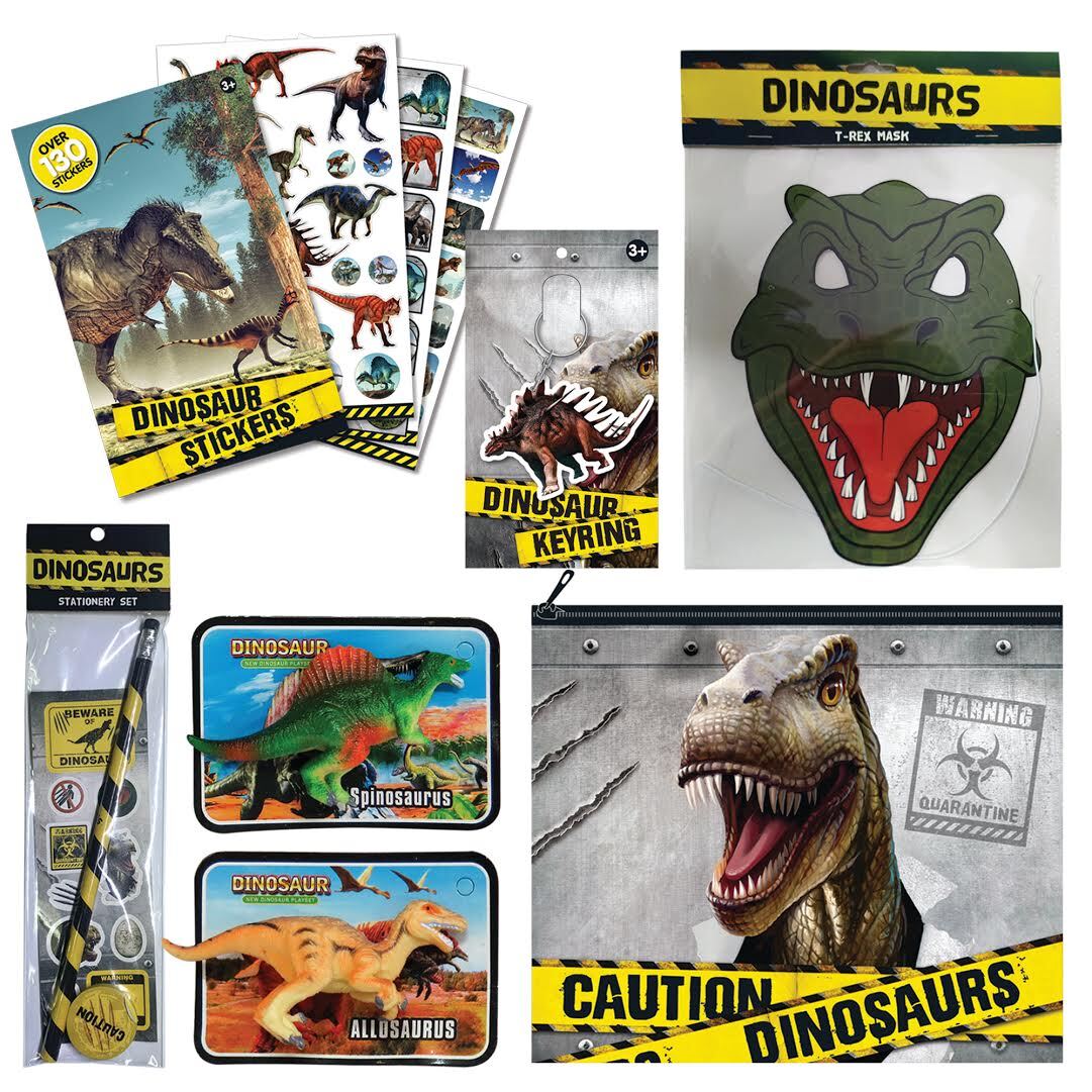 Bagosaurus Dinosaur Showbag Bagosaurus Kids Boys Showbag/Dinosur Figures/Pencil Case/Keyring/Mask/Stationery