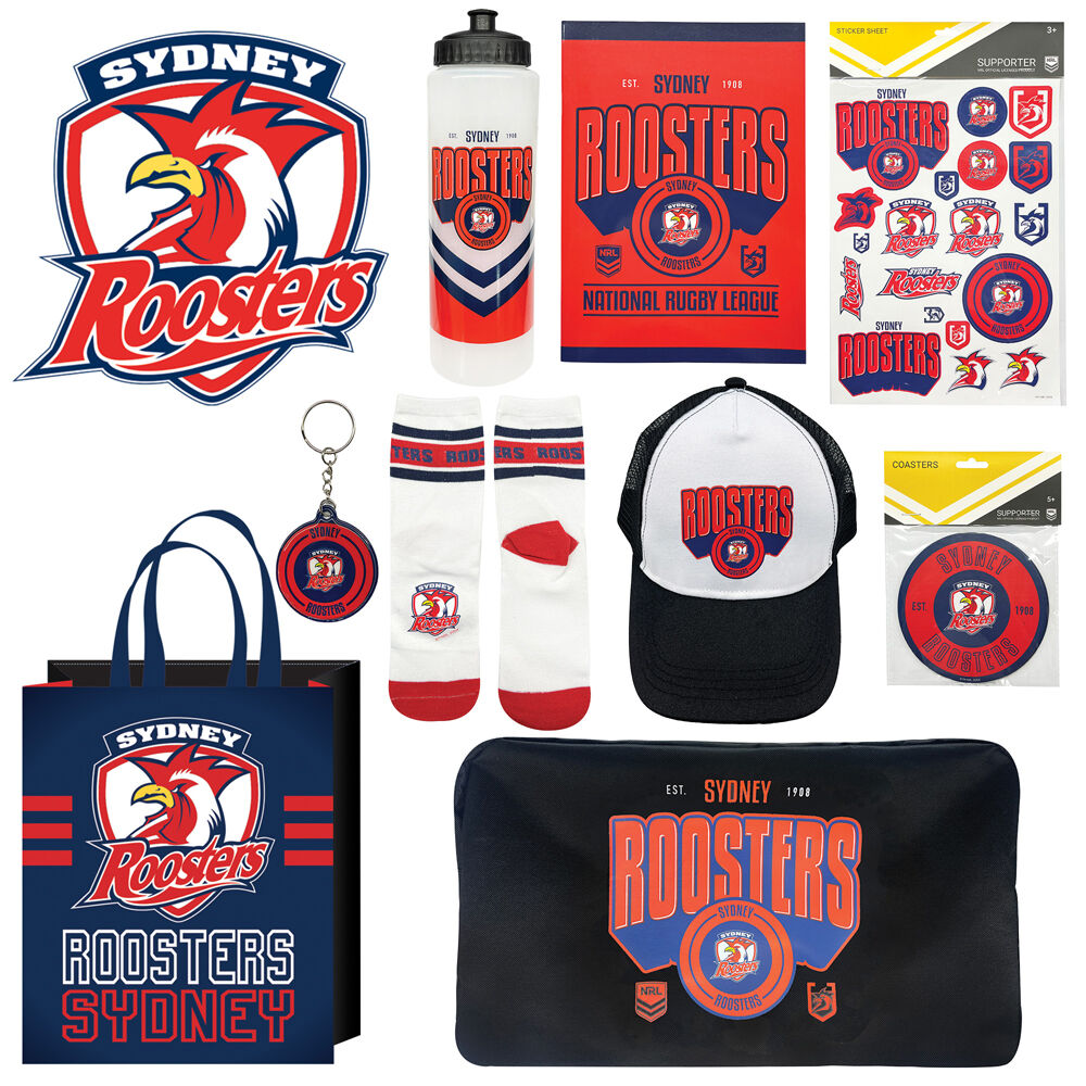 NRL Sydney Roosters Showbag 24 w/ Duffle Bag/Cap/Drink Bottle/Notebook/Socks — image 2