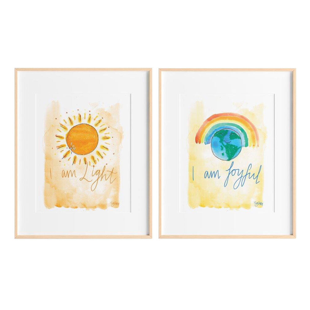 Sunchild I am Light and I am Joyful Art Print Display Decor Set - A5 (2 Pieces)