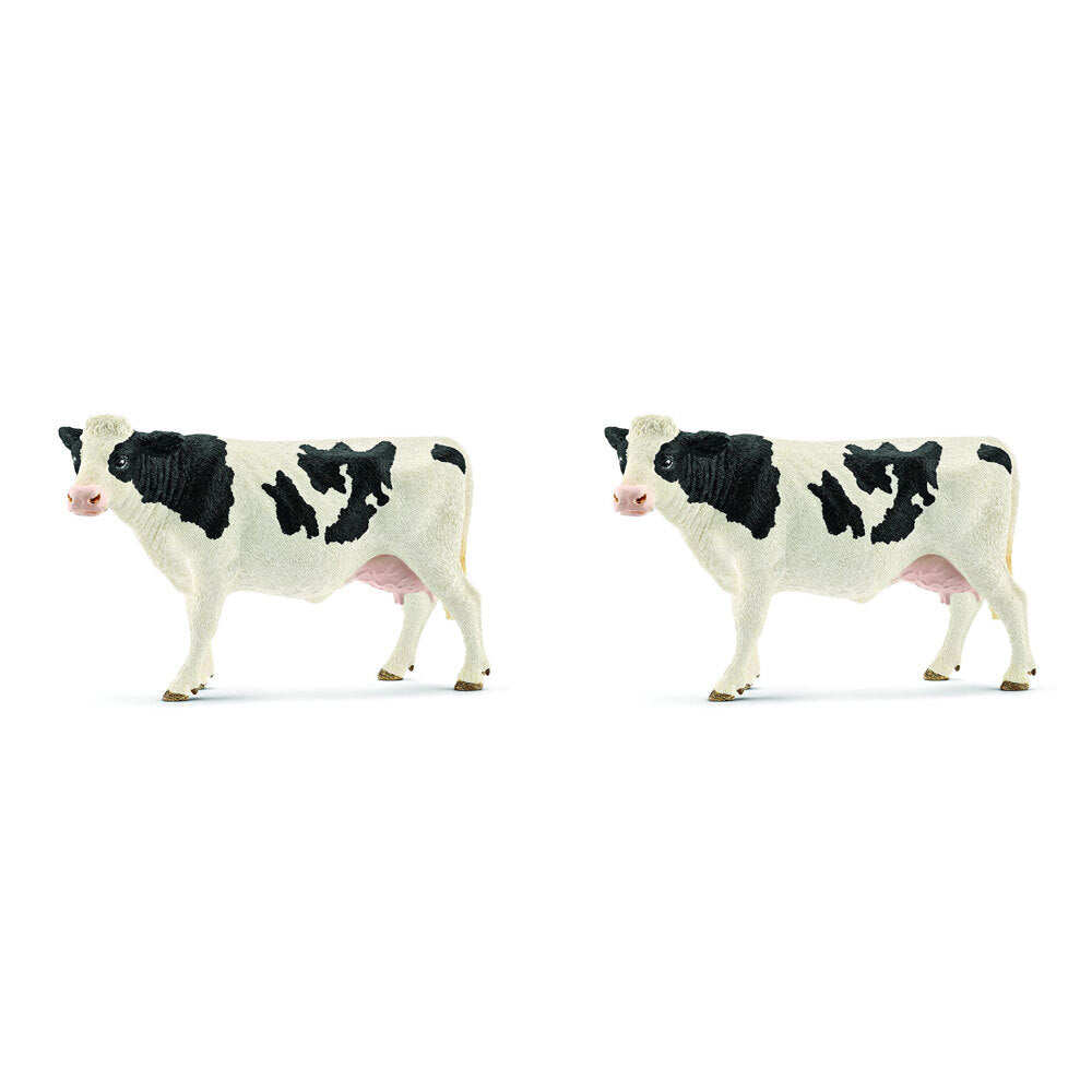 Schleich Kids/Childrens Toy Play Figurine Holstein Cow Pretend Animal 3y+ (2 Pack)