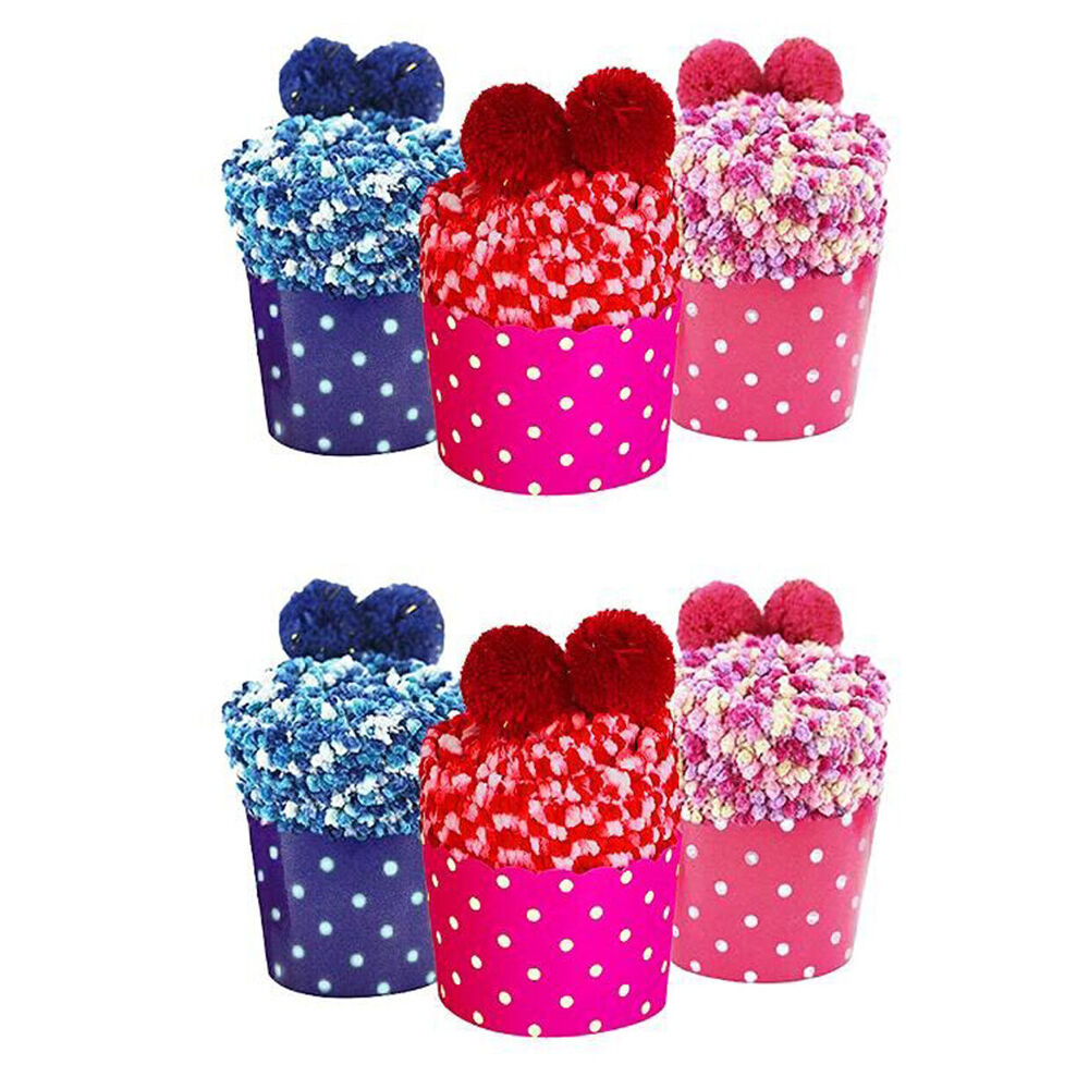 Kids/Children Breathable Soft Fluffy Fuzzy Cupcake Socks Pair Assorted (6 Pack)