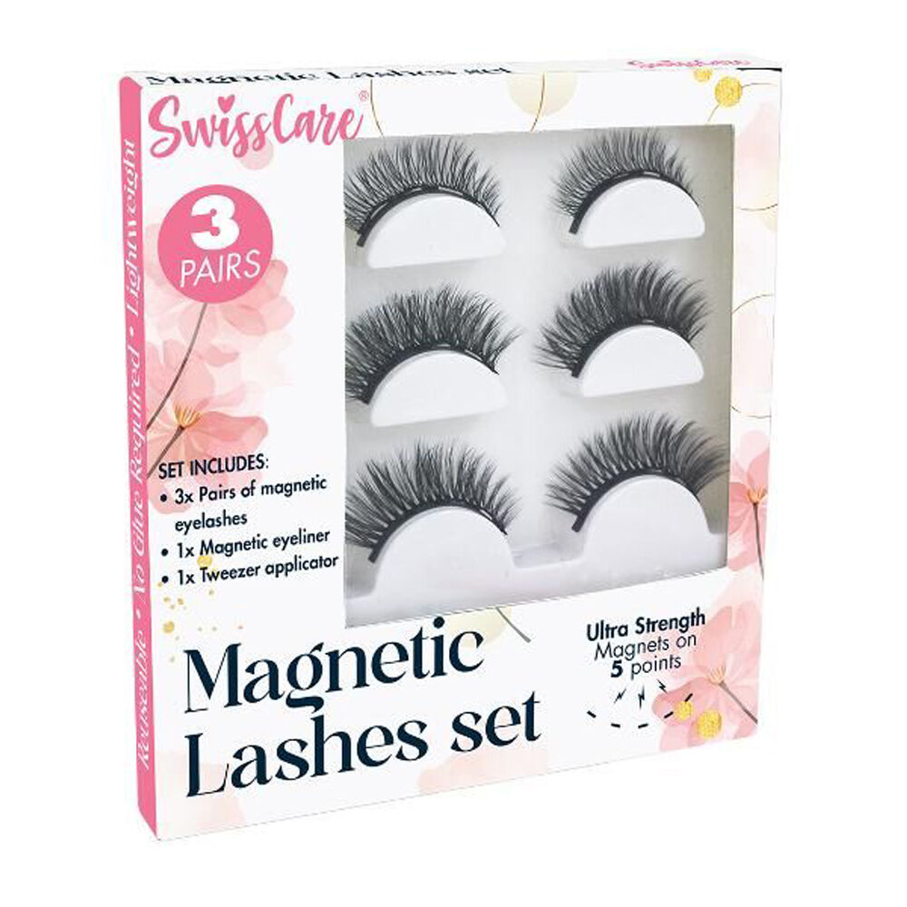 Swisscare 3 Pairs of SwissCare Magnetic Eyelashes w/ Eyeliner & Tweezer Set Reusable