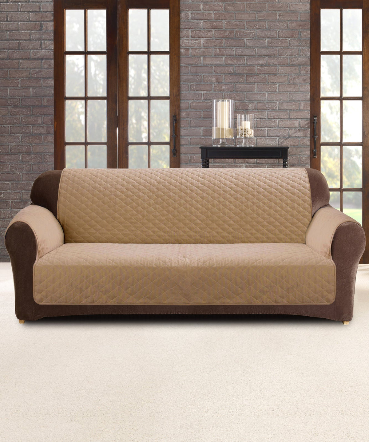 Custom Fit 2-Seater Sofa/Couch/Seat Lounge Cover Protector Slipcover Dark Flax