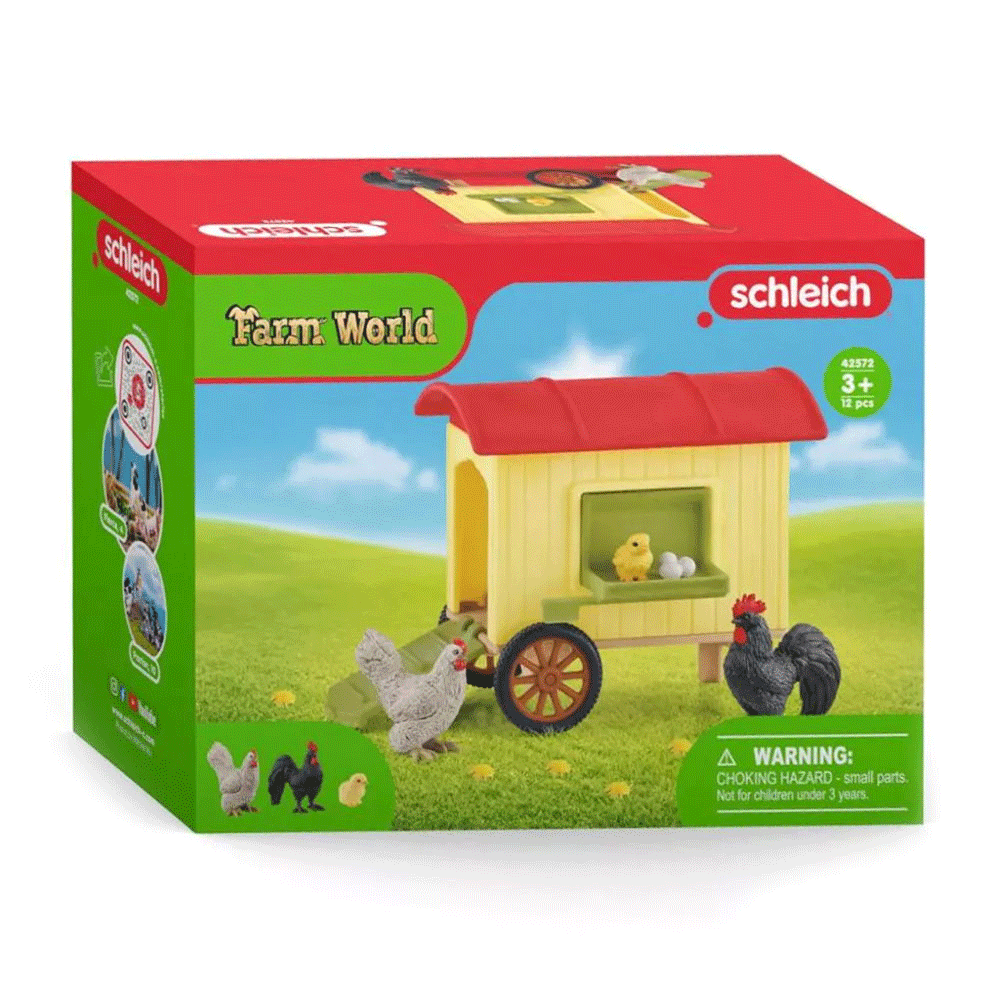 Schleich Mobile Chicken Coop Animal Action Figure Kids Toy Play Set 3-8y (5 Pieces)