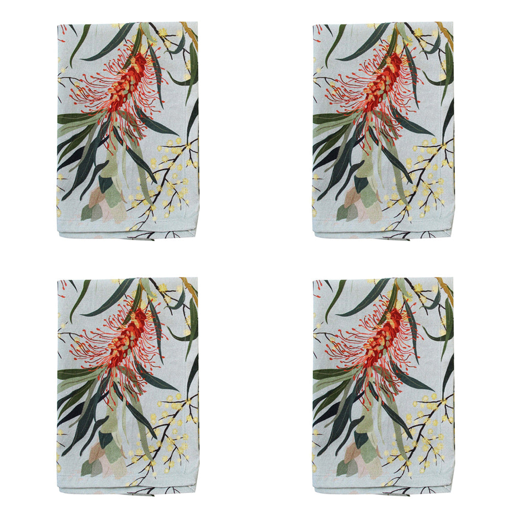LVD Cotton Stonewash 45cm Table Napkin Reusable Dining Tablecloth Gum Flower (4 Pack)