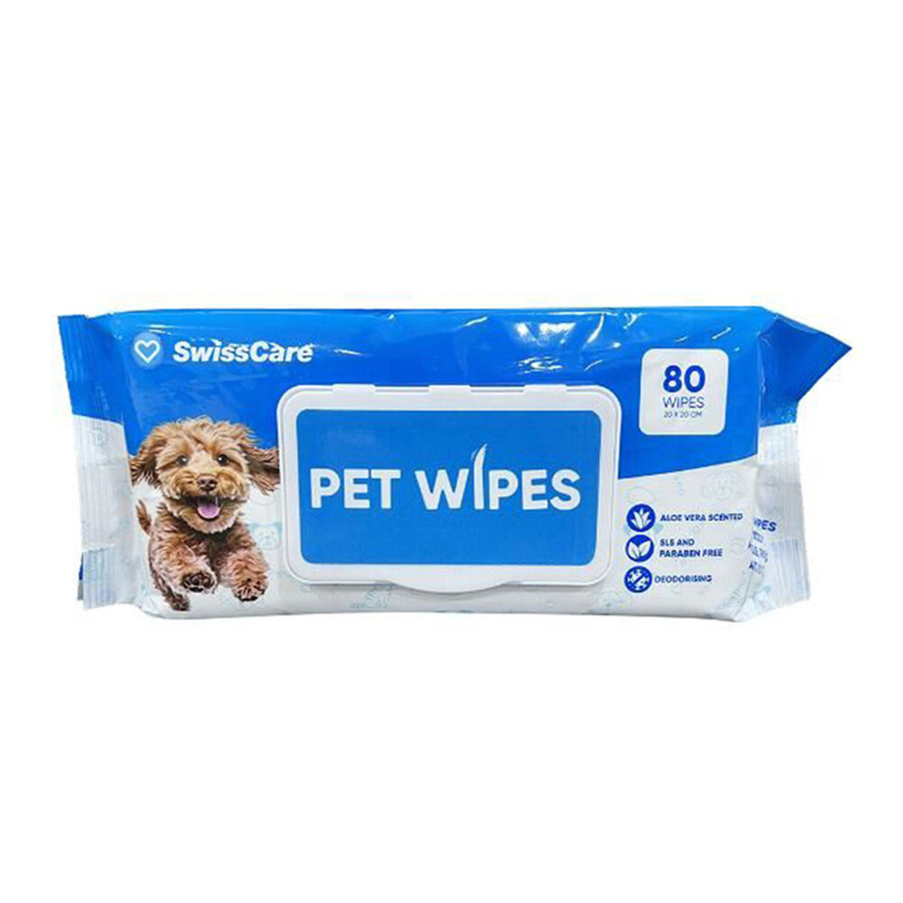 Swisscare 80pc SwissCare Disposable Pet Cleaning Wipes 20x20cm Aloe Vera Scented (12 Pack) — image 2