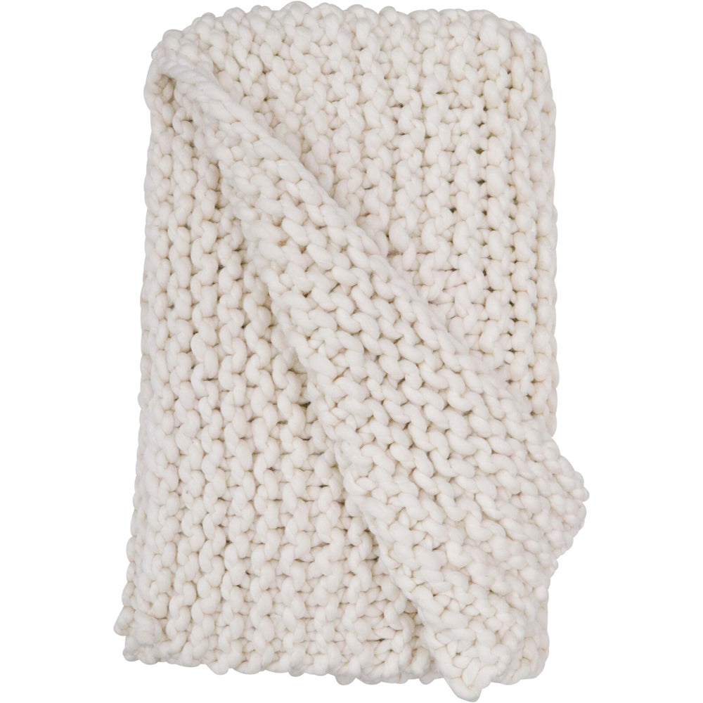 LVD Throw Chunky Tuck Stitch Creme Decorative Home/Lounge Decor 130x170cm