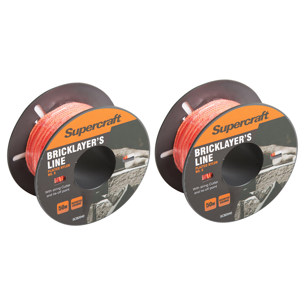 Supercraft Brickline String Line No.8 Orange 100m High Visibility Home Tool (2 Pack)