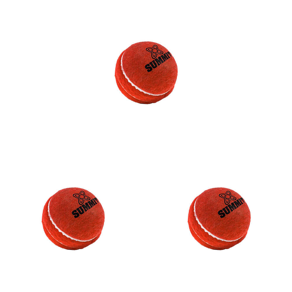 Summit Global Felt Rubber Practice Cricket Ball - Red (3 Pack)