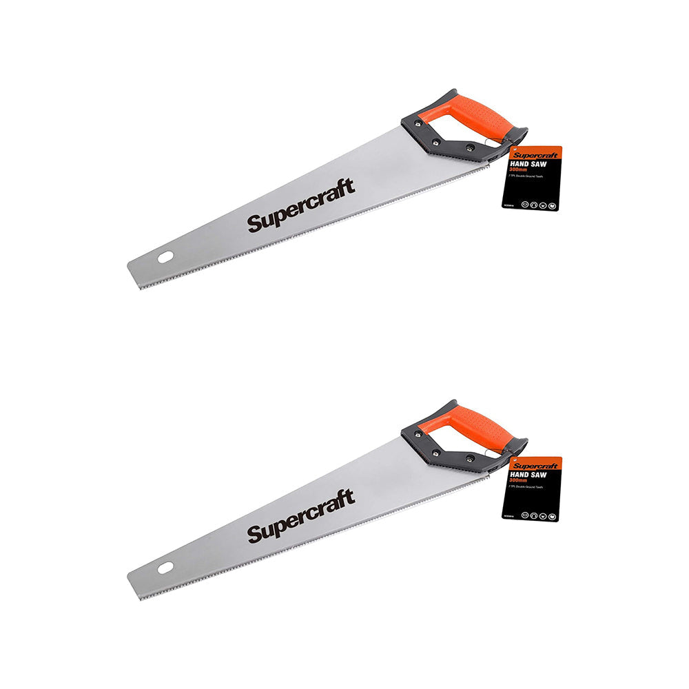 Supercraft Utility Hand Saw Double Ground Teeth Soft Grip 7Tpi 12''/300mm (2 Pack)