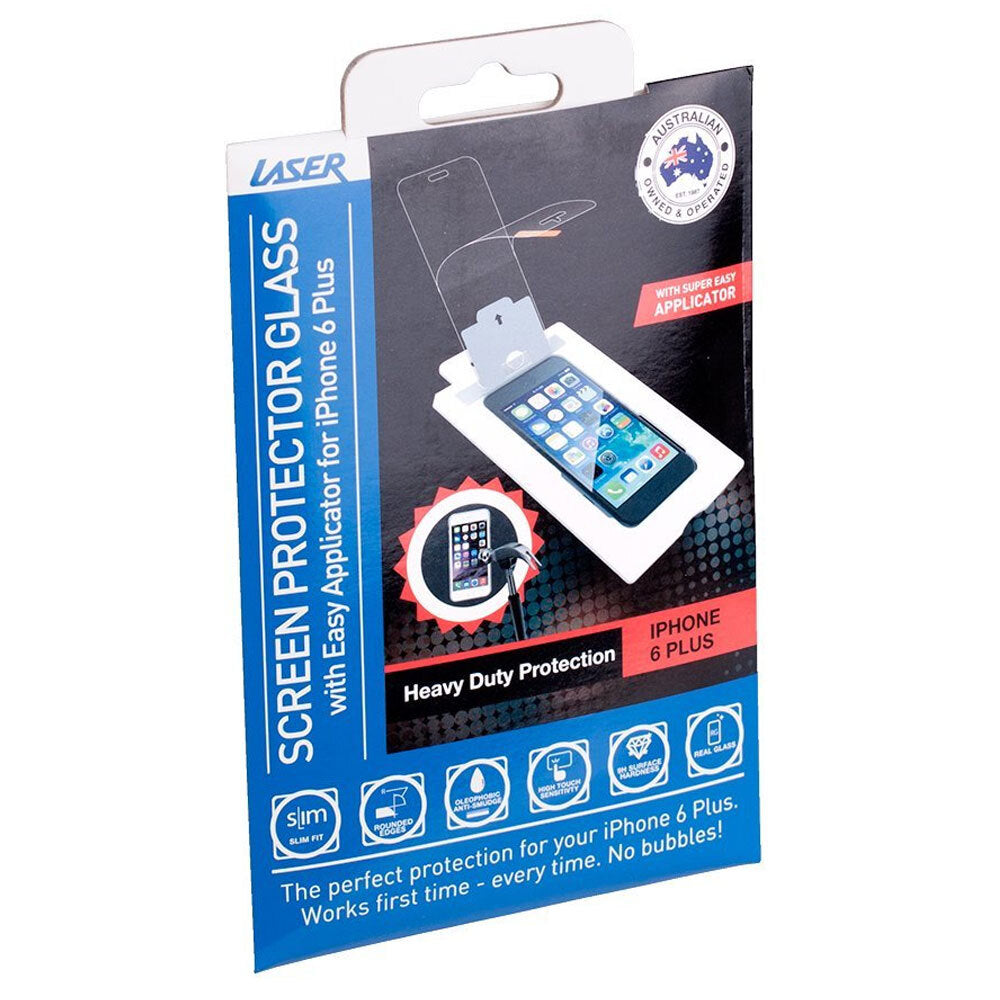 Laser Tempered Glass Screen Protector w/ Applicator for Apple iPhone 6+/7 Plus