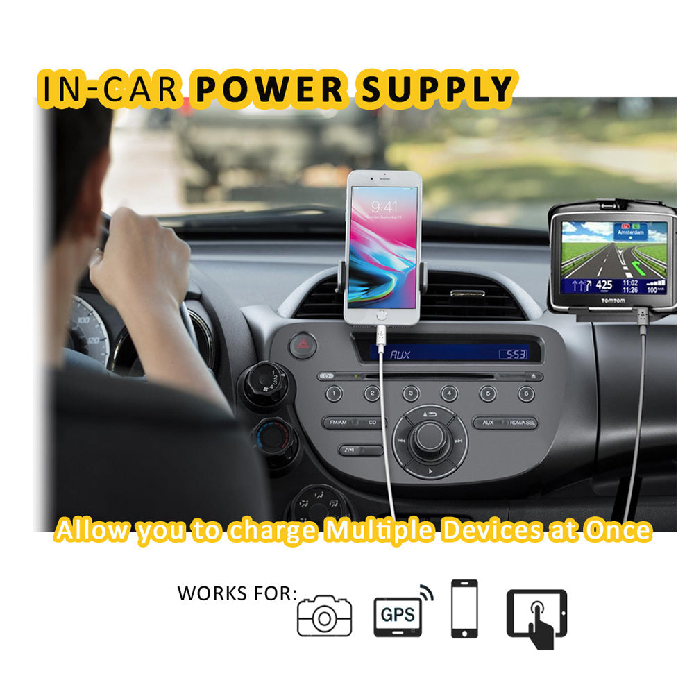 Sansai Phone/GPS/Tablets Car Charger 2xUSB 2xDC Socket Cigarette Lighter Adapter — image 3
