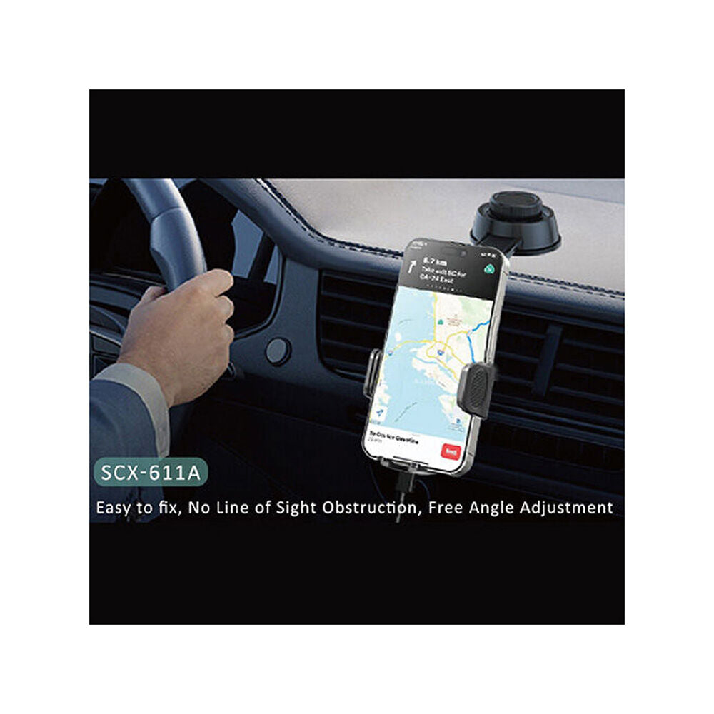 Sansai Black Universal Suction Mounted Car Phone Holder Adjustable Anti-Slip — image 4