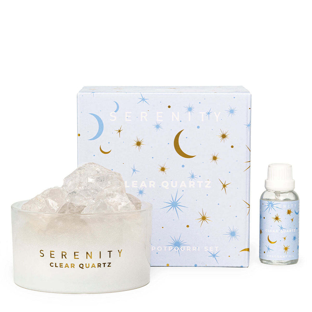 Serenity Crystal 50ml Potpourri & Oil Fragrance Set Healing & Clear Quartz (3 Pieces)