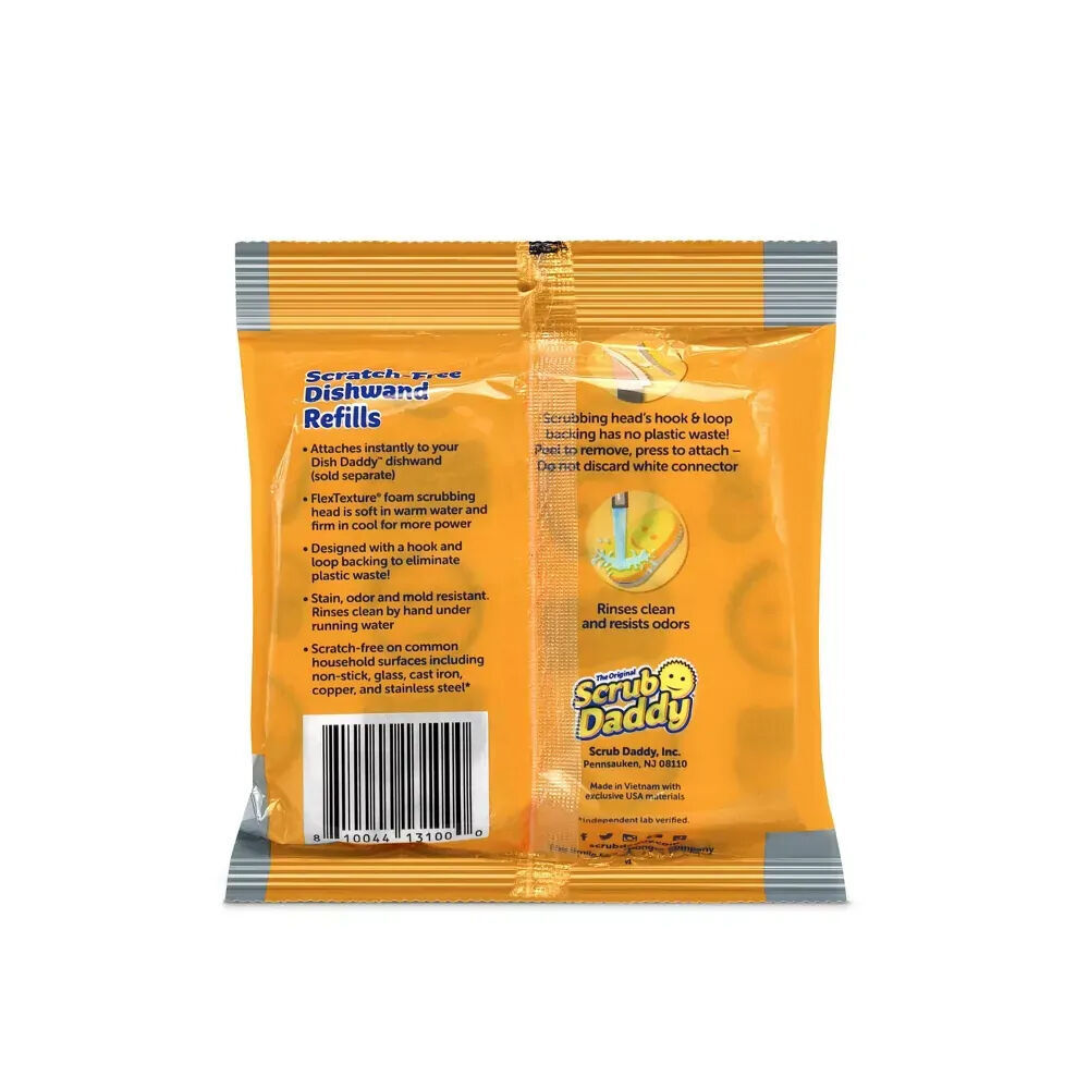 Dish Daddy 2pc Dish Daddy Scrubbing Head Sponge Cleaner Refill Replacement Yellow (8 Pack) — image 3