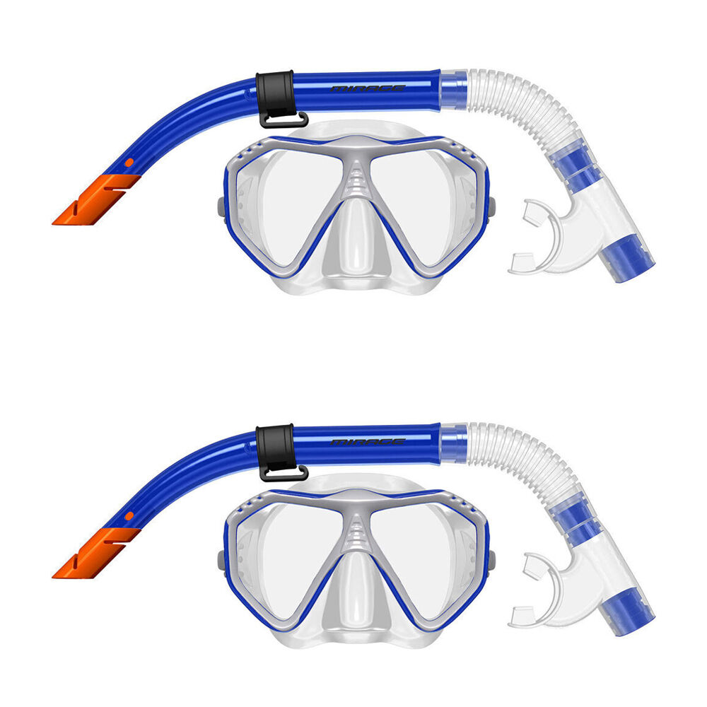 Mirage 2pc Mirage Caribbean Snorkelling/Swimming Mask & Snorkels Set Blue (2 Pack)