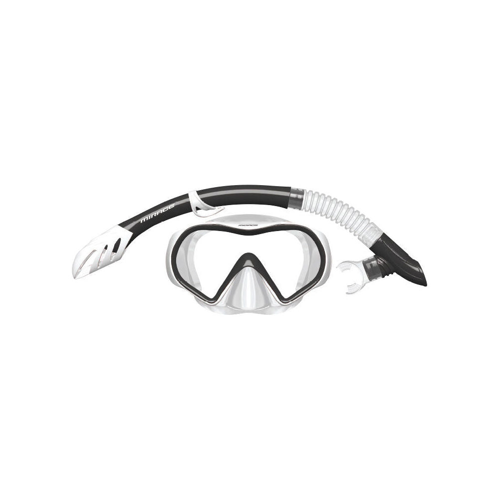 Mirage Explorer Snorkelling/Swimming Mask & Snorkels Set (2 Pieces) — Black