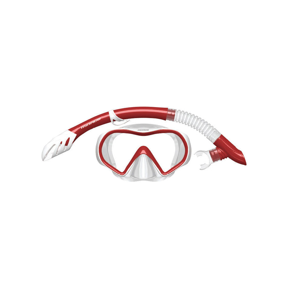 Mirage Explorer Snorkelling/Swimming Mask & Snorkels Set (2 Pieces) — Red