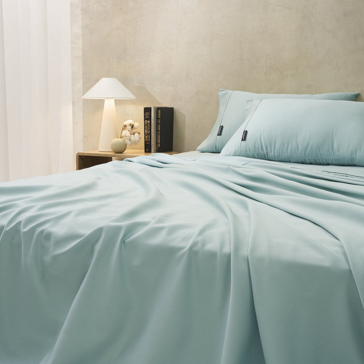 Sheraton Luxury Maison Double Bed 1000TC Fitted Sheet Set Aqua Foam Cotton Rich