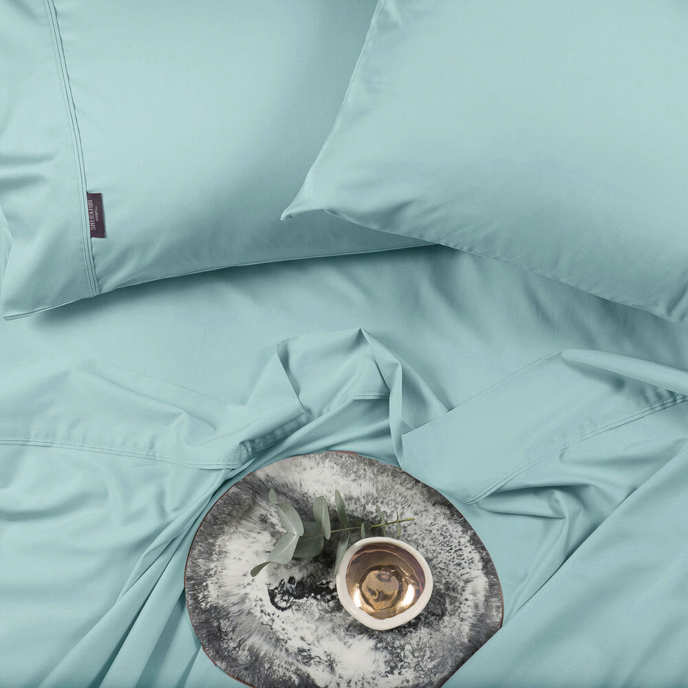 Sheraton Luxury Bamboo Cotton Single Bed Fitted Sheet/Pillowcase Set Aqua Mint — image 2
