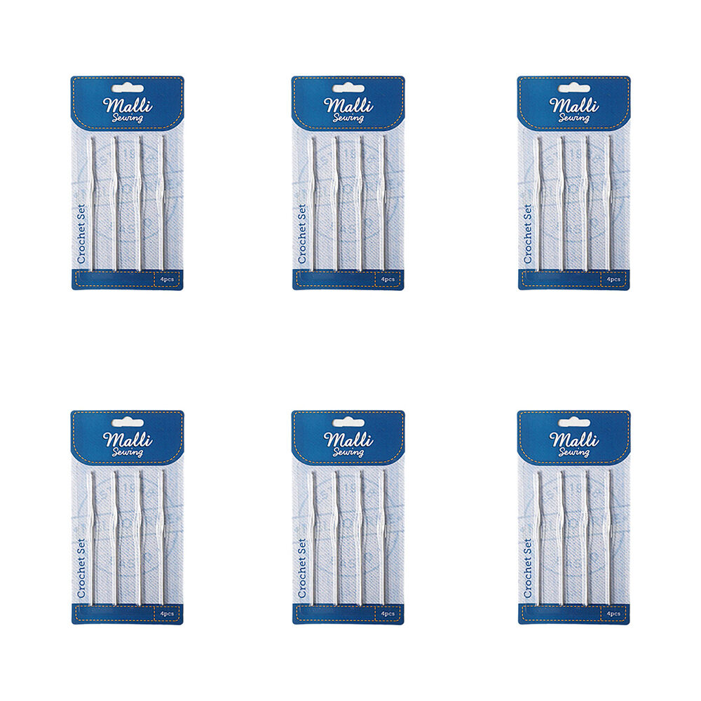 Malli 4pc Malli Aluminium Crochet Hook Set Yarn Crafting/Knitting Tools Silver (6 Pack)