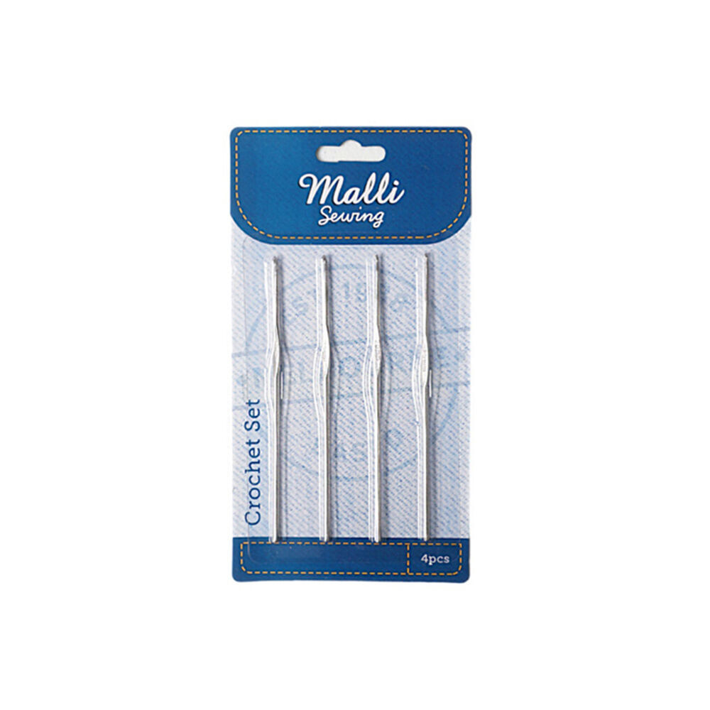 Malli 4pc Malli Aluminium Crochet Hook Set Yarn Crafting/Knitting Tools Silver (6 Pack) — image 2