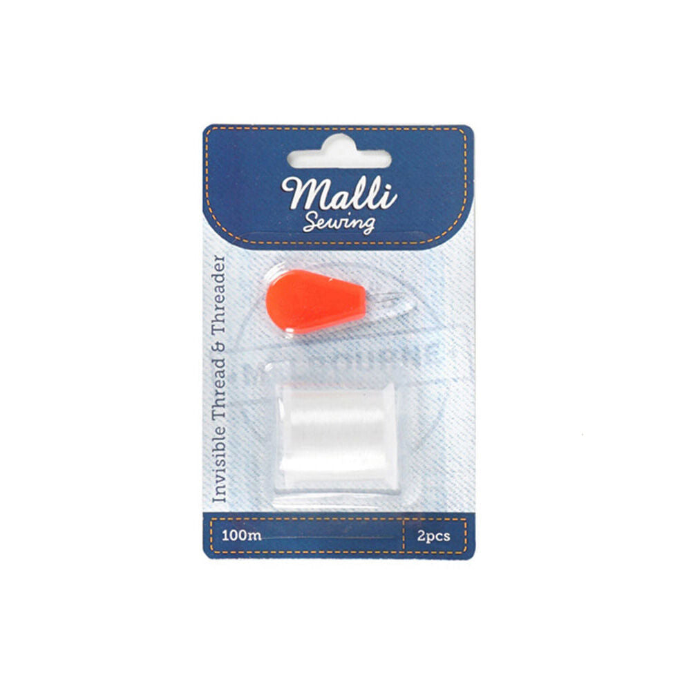 Malli Sewing Invisible Nylon Thread w/ Threader Strong & Flexible 100m Clear (6 Pack) — image 2