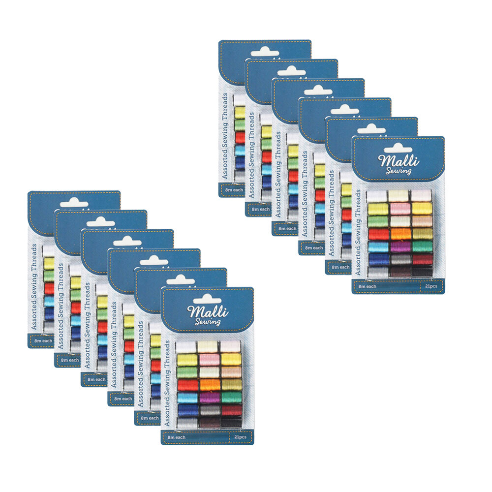 Malli Sewing Durable Craft & Garment Threads - Assorted (12 Pack)