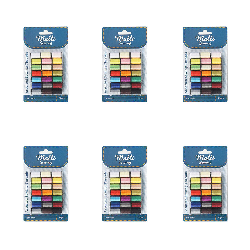 Malli Sewing Durable Craft & Garment Threads - Assorted (6 Pack)