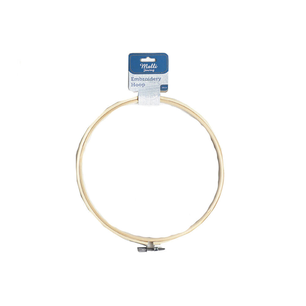 Malli Sewing Round Wooden Embroidery/Cross Stitch Fabric Hoop 20cm Brown (12 Pack) — image 2