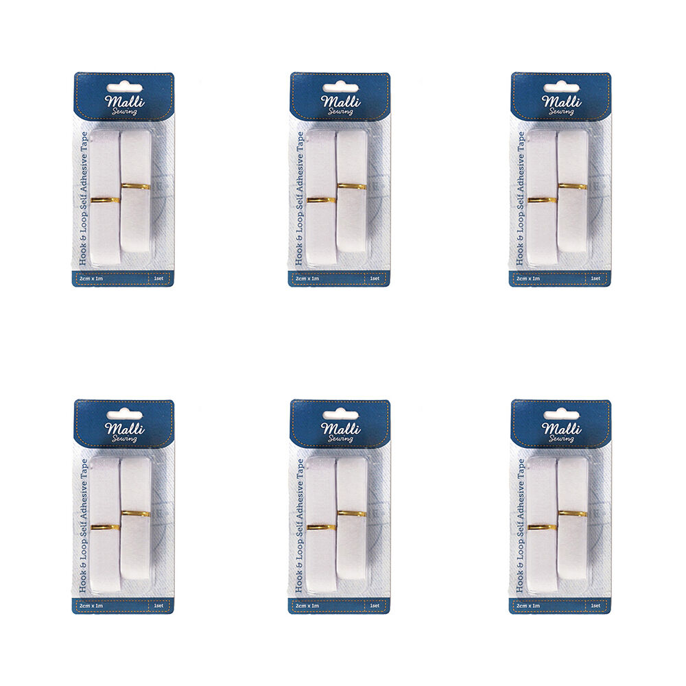 Malli Sewing Hook & Loop Self Adhesive Reusable Fabric Fastener 1220mm x 1m (6 Pack)