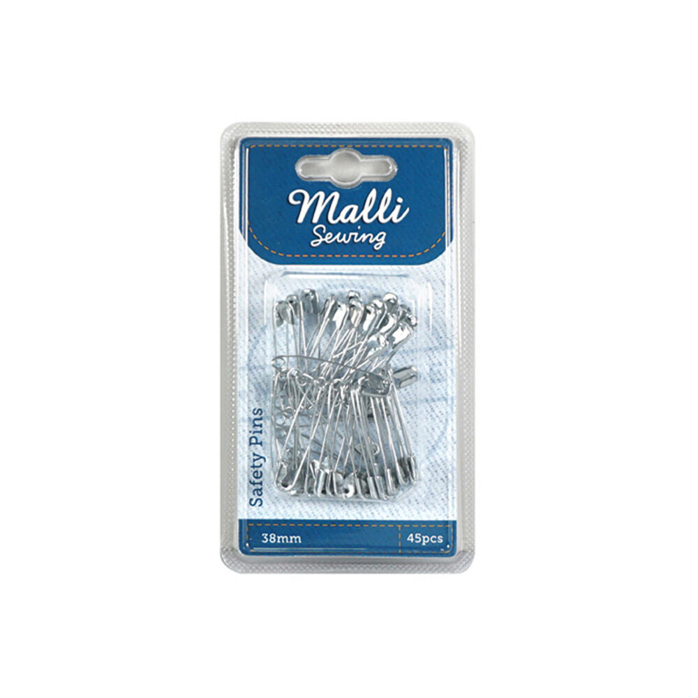 Malli 45pc Malli Sewing Assorted Metal Safety Pins 38mm - Silver (6 Pack) — image 2