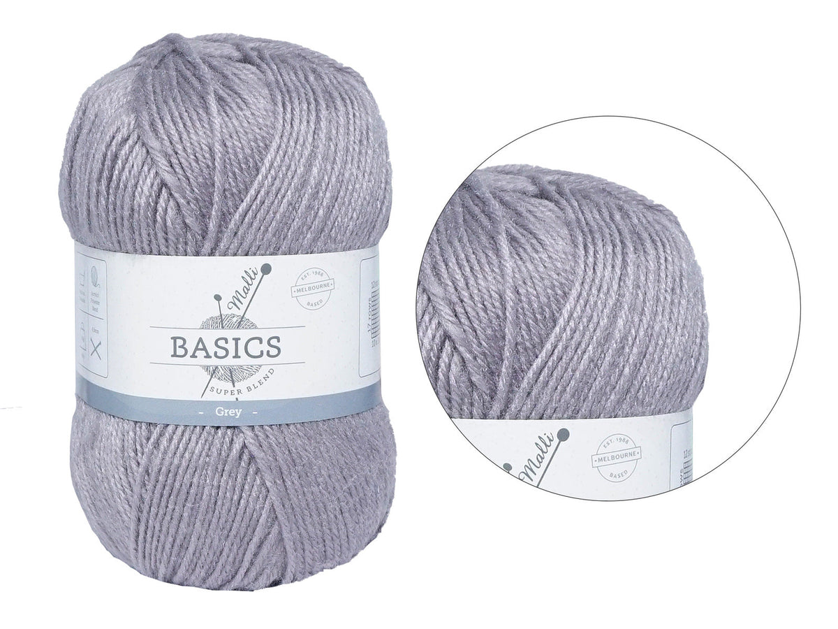 Malli Grey Super Blend Basic 100g Knitting/Crochet Craft Yarn Acrylic/Poly — image 2