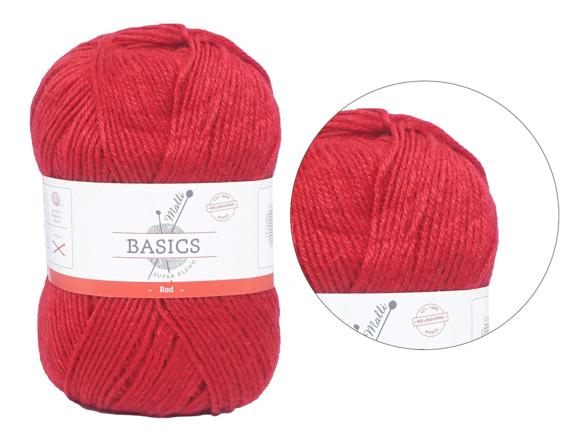 Malli Red Super Blend Basic 100g Knitting/Crochet Craft Yarn Acrylic/Poly — image 2