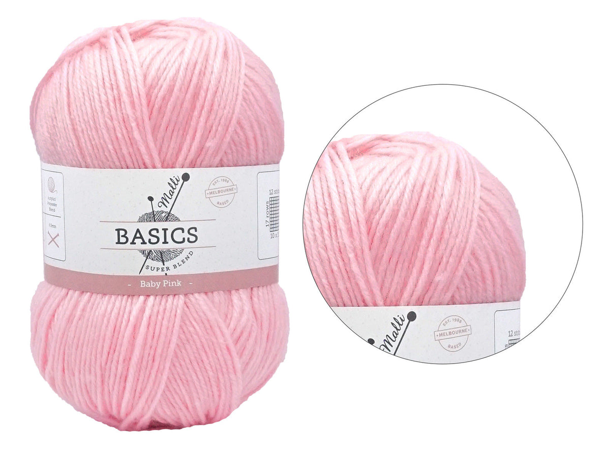 Malli Baby Pink Super Blend Basic 100g Knitting/Crochet Yarn Acrylic/Poly — image 2
